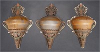 Art Deco Gilt Glass Slip Shade Sconce Set