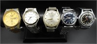 (5) MENS WATCHES SLIVER-TONE