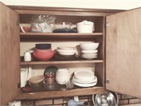 contents of top cabinets - from sink to stove