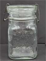 Square Queen Side Clear Pint Clamping Canning Jar