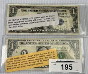 Silver Certificate and Federal Reserve Note