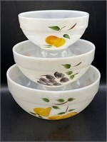 Fire King Gay Fad Hand Painted Nesting Bowls