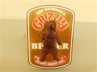Grizzy Beer Plastic Sign - 8 x 6