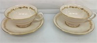 4 Vintage Lenox tea cups and saucers