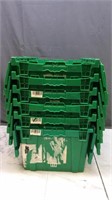 6 Attached Split Lid Plastic Storage Totes - Great