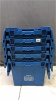 5 Attached Split Lid Plastic Storage Totes - Great