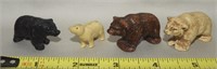 (4) Vtg Miniature Bears: Wood Resin & Celluloid