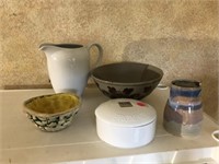 Pottry, pitceher, butter keeper & more