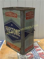 Vintage metal Prestone Antifreeze can