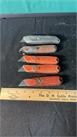 Lot Of 5 Vintage Stanley Usa Utility Knives