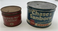 2 Coffee Tins,Chase & Sanborn,Beech-Nut
