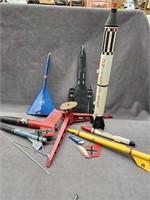 Older toy rockets.  Various ages, makers and