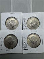 (4) 40% Silver Kennedy Half Dollars