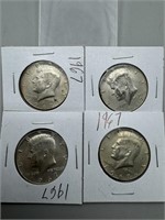 (4) 40% Silver Kennedy Half Dollars