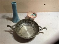 Pewter Bowl with Vase