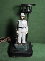 Cast Iron Soldier Figure Mounted on Metal Lamp