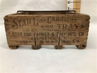 Wooden Star Egg Carrier, 6 1/4”W, 2 1/2”T, 8