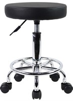 NEW $60 PU Leather Round Rolling Stool Black