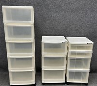 Three Sets of Plastic Storage Drawers