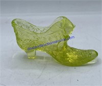 Vintage Degenhart Cat Head Uranium Glass Shoe