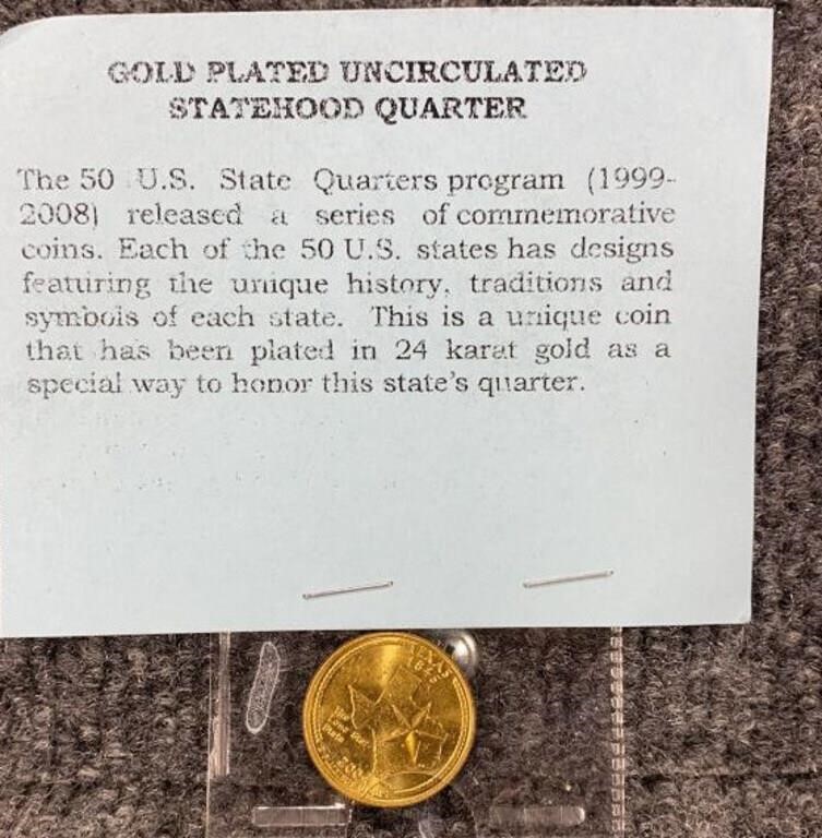 Gold Plated Statehood Quarter Texas