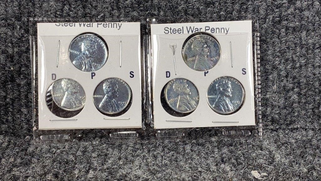 1943 Steel Wheat Cents P-D-S