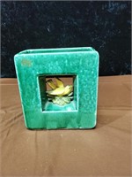 Green & yellow bird planter approx 7 inches tall