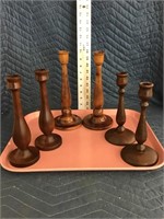 Beautiful Hand Turned Wood Candlestick Holders 3