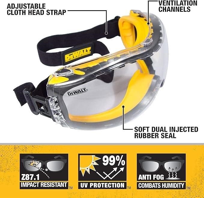 DEWALT Clear Anti-Fog Dual Mold Safety Goggle