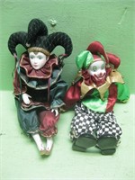 Two 16" Ceramic Porcelain Clown Dolls