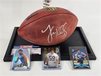 LUKE KUECHLY SIGNED FOOTBALL W/ ROOKIE CARDS