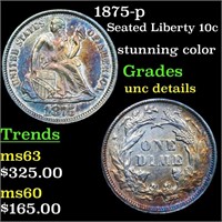 1875-p Seated Liberty 10c Grades Unc Details