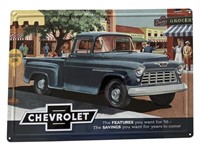Chevrolet Truck Village Scene Tin Sign