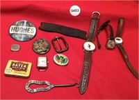 Vintage watches, Hughes button, leather