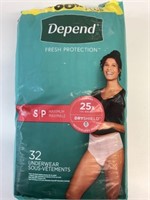Depend Size S Ladies 32 Pack Underwear