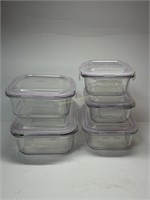 5 Glass Storage Refrigerator Dishes w/snap-on lids