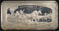 1000 GRAIN STERLING SILVER 1971 CHRISTMAS BAR