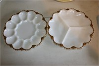 Milk Glass Egg and Divided Plate