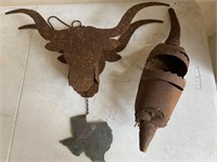 Metal Longhorn Windchime and Armadillo