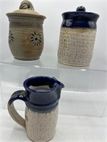 Pottery Jars & creamer
