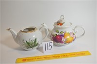 Lot of 2 Teapots with lid has fruit design; other