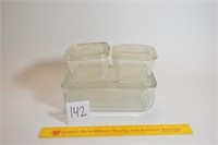 Lot of 3 vintage Glass Refrigerator Dishes The