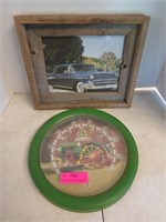 Framed classic car portrait, thermometer