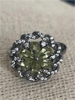 Sterling Silver and Peridot Ring Size 8, 3.5g