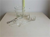 GLASS ICE BASKET, GLASS LADLES, ETC