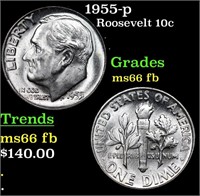 1955-p Roosevelt Dime 10c Grades Gem++ Full Bands