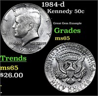 1984-d Kennedy Half Dollar 50c Grades GEM Unc