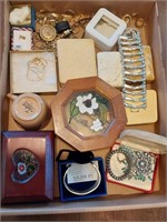 flat of costume jewelry and Jackson China cup