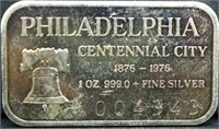 1oz Philadelphia Centennial City silver bar