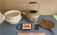 Vintage Trivet, Tea Kettle, Flower Pot, etc..